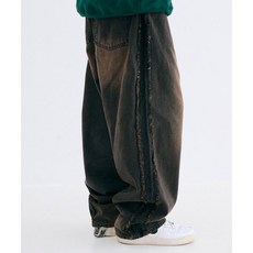 비에스래빗 미드90 사이드 라인 루즈핏 데님 팬츠 바지 빈티지 브라운 MID90