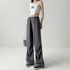 나일론카고팬츠 언에스온 나일론 아메카지 룩 허리밴딩 카고 팬츠