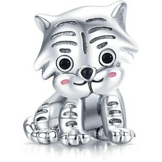 LAMOONY 판도라 매력 팔찌 고양이 매력 925 스털링 실버 박쥐 매력 공작 매력 동물 매력 생일 매력 Tiger