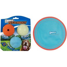 척잇 페치 볼 장난감 강아지 원반 프리스비 번들 세트, Fetch Medley Gen 1 + Parafligh, Medium (2.5