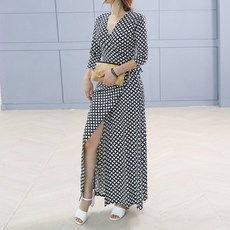 다이뻐 자체제작 동대문의류 빅사이즈 지그재그 블랙화이트 배색 스판레이온 저지 오버랩 기하학 럭셔리 H라인 롱맥시 랩원피스 44 55 66 77 88사이즈 비치 여행 여신 롱랩원피스