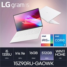 LG전자 그램15 15Z90RU-GAOWK, WIN11 Home, 16GB, 512GB, 스노우 화이트