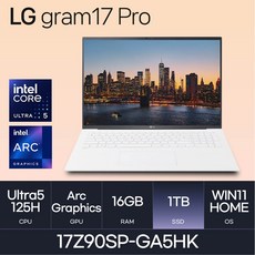 LG전자 그램 프로17 17Z90SP-GA5HK, WIN11 Home, 16GB, 1TB, 화이트