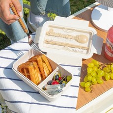 크림 밀짚 도시락통 직장인 런치박스 직사각 850ml, 없음, 1개