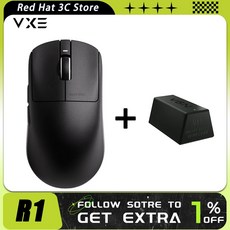 마우스피트 VGN VXE 잠자리 R1 무선 마우스 4K 북유럽 52840 PAW3395 센서 FPS 게이밍 저지연 X 스마트 스피드 PC 게이머 액세서리, 없음, 5)R1 PRO Max4K Black