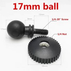 고무 볼 헤드 마운트-1/4 나사 어댑터 삼각대 램 고프로 액션 카메라 GPS 홀더 Jy27 20, 19 1pc plastic ball, 1개