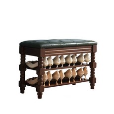 유럽풍 벤치형 현관 신발정리 의자 (70cm) (다크그린), 상세 참조