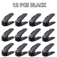 거치대 가능한 정리정돈 스택 옷장 개 레이어 스태커 조절 슬롯 정리함 14 6 신발 이중 랙 지지대, 12PCS Black
