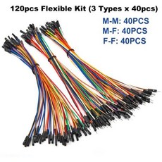 DIY 아두이노 브레드보드용 구리 점퍼 와이어 듀폰 케이블 암수 24AWG 무납땜 유연한 라인 커넥터 10cm 20cm 30cm, 120pcs Mix Kit, 1개