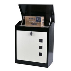 전원주택 철제 스탠드 우체통 벽걸이 우편함 소포함 잠금장치가 있는 실외 가정용 단지 방범 택배 서류 큰 사이즈에, 01 화이트게이트+블랙박스