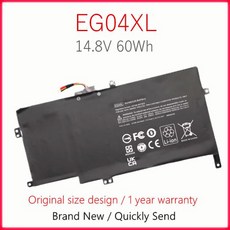 HP Envy Sleekbook 6-1100 HSTNN-IB3T TPN-C103 681881-121 용 노트북 배터리 EG04XL 14.8V 60Wh