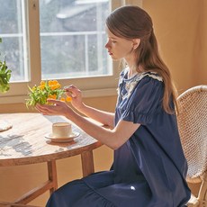 버빈 반팔 원피스 네이비 (40수)