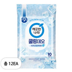 깨끗한나라 페퍼민트 쿨링 휴대용 데오티슈 10p, 66g, 12개
