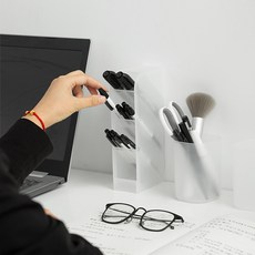 반투명 다용도 슬림 펜꽂이 스탠드 연필꽂이 브러쉬 통 보관함, 스탠드소)