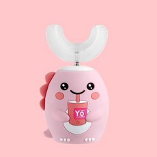 어린이용 스마트 전동 칫솔 U 모양 360 도 실리콘 음파 칫솔 어린이 만화 패턴 IPX7 방수, 1개, 없음, 없음