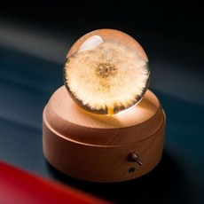 하포드 단델리온 민들레 수정 구슬 문진 생일 선물 인테리어 소품, 7CM 민들레 가벼운 오르골