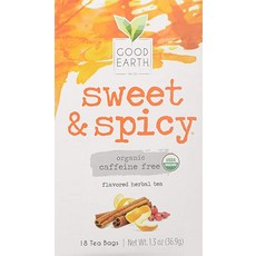 Good Earth Teas Organic Sweet and Spicy Herbal Caffeine Free Tea Bag 18 Count, 1개