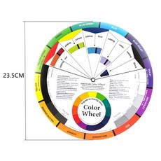 컬러가이드 rgb색상표 색상환 cmyk 색상표 색깔표 컬러칩 12 색 종이 카드 휠 3 계층 디자인 믹스 가이드 라운드 중앙 원 손톱 마이크로 블레이드 문신 메이크업컬러리스트, 23.5cm 대형