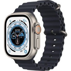 애플워치 울트라 GPS 셀룰러 49mm 미드나잇 오션밴드 티타늄 케이스 원사이즈 갱신, Ocean Band, One Size (fits 130-200mm wrist, Midnight