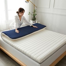 이효리 박나래 토퍼 무중력 삼둥이 라지 패밀리 매트, 화이트 + 블루_120x200cm