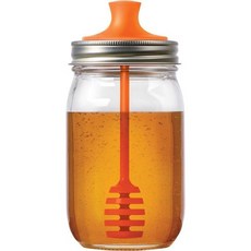 일반 구강 메이슨 병용 Jarware Honey Dipper 뚜껑 오렌지 16온스, 1개