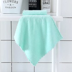 논스틱 흡수성 수건 냄비 오일 키친크로스 청소 코랄 주방 천 핸드 접시 행주 헝겊 두꺼운 타월 극세사 플리스 타올, green, 25x25cm, 1개