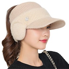 코즈홈 보들보들 겨울 여성 골프 귀달이 방한 모자, 아이보리, 1개