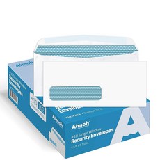 Aimoh #10 싱글 왼쪽 창문 보안 틴트 봉투 고무 클로저 사이즈 11.4 x 24.1cm(4-1/8 x 9-1/2인치) 10.9kg(24파운드) - 500개 (35310, 화이트