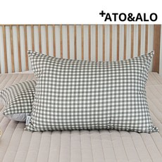 [베딩나라] [아토앤알로] 천연소재 실크감촉 모달 깅엄체크 베개커버 50x70 2color