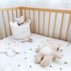 마롤로뜨 신생아 방수요 코튼 아기 방수 패드 유아 침대 매트, 프린팅 면 방수 패드 - 싱싱올리브 S(40x60)