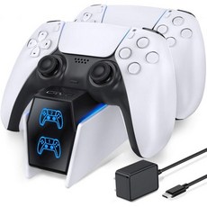 PS5 컨트롤러 충전 스테이션고속 AC 어댑터 5V3A 포함 플레이스테이션 5용 듀얼 스탠드Dual Controller Charging Stand DualSense 스테이션용