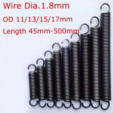 와이어 직경 1.8mm 장력 연장 스프링 확장 길이 45/55/75/85/95/115-500mm 외경 11/13/15/17mm 1 개, [01] 1.8mm, [02] 13mm, [16] 240mm, 1개