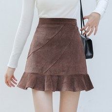 하이웨이스트 코듀로이 겨울 가을 여성의류 A라인 미니 슬림핏 힙랩 치마
