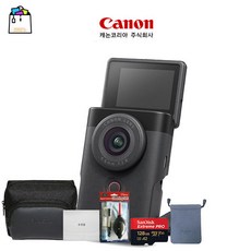 캐논정품 PowerShot V10 + 마이크로 128GB+크리닝세트+포켓융+정품파우치+캐논정품가방(파워샷V10)-블랙-WSL