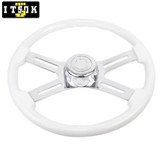 메가모터스 목재 세미 트럭 휠 18인치 450MM 크롬 실버 4 스포크 트레일러 화물선 켄워스 피터빌트, white