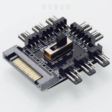 8 way 3 핀 팬 허브 8 포트 SATA 전원 3Pin 남성 소켓 컴퓨터 케이스 쿨러 ?, 상세내용참조