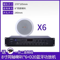 블루투스스피커 티아나 Gionee지음 X8동축 천장흡입식 확성기 세트 매입형 중저음 가정용 실내 배경 음악 블루투스 앰프 상점 식당 천장 천장형 스피커, T21-8inch동축 확성기 *6+블루투스 구역분리 앰