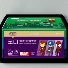코디 여행용티슈 휴대용 휴지 마블에디션 70매 3입, 1세트, 3개입