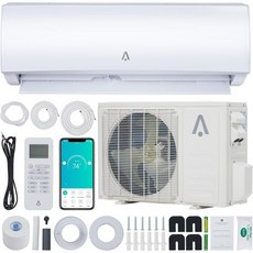 ACONEE 9000 BTU 스마트 미니 스플릿 에어컨/난방 시스템 19 SEER 인버터 AC 프리차지 히트 펌프 & 설치 키트 WIFI 및 리모컨 최대 450제곱미터의 방을