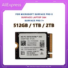 웨스턴 디지털 WD SN740 2TB 1TB 512GB M2 SSD 2230 NVMe PCIe 세대 4x4 마이크로 소프트 표면 ProX 노트북 3 스팀 데크, 2.SN740 512GB, 없음