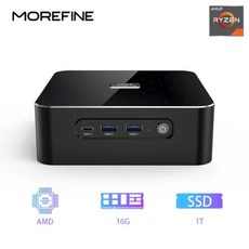미니 PC 소형 컴퓨터 본체 고사양 일체형 올인원 게이밍 주식용 가정용 MOREFINE 데스크탑 AMD Ryzen R9-7940HS Thunderbolt3 16GB DDR5, 없음, 14) 16G DDR5 1TB PCIe4 - R9 AM