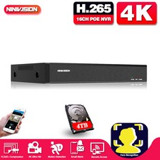 4K 8MP 16CH PoE NVR P2P XMEye 응용 보안 네트워크 비디오 녹화기 PoE H.265 16 채널 네트워크 비디오 녹화기 얼굴 검사, 없다, 16시간, 유럽 연합 플러그