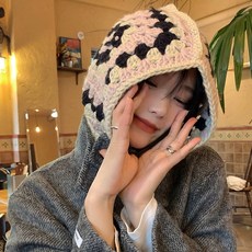 다이나토리 뜨개 무늬 바라클라바 2color