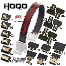 리본 FPV HDMI 호환 커넥터 유연한 플랫 케이블 라즈베리 파이 4 마이크로 HDMIHDMI미니 HDMI 암 90 도 FFC 20 핀, 1.one Part of - Connector-A1, 1개