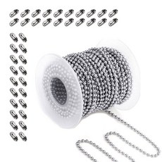 스테인리스 스틸 비드 체인 1.5/2/2.4mm 볼 체인 40pcs 풀 커넥터 포함, 2.4mm bead chain 5 m, 1개