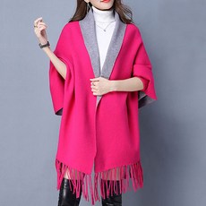 FC 진핑크+그레이 가디건 숄(185cm) 숄 망토 숄망토 가디건 숄 니트가디건 망또 여성망토 여성숄 머플러 롱머플러 담요 핸드메이드코트/겨울코트/여자겨울코트/여성자켓/여성점퍼/나이스클랍코트/체크코트/캐시미어코트/숏코트/톰보이코트