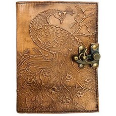 Peacock Embossed Leather Journal (Charcoal) Writing Notebook / Diary-Antique Handmade Leather Boun, 단일상품