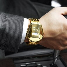 남성 블랙테크놀로지 전자동 방수 시계 남성 스틸 밴드 쿼츠 시계