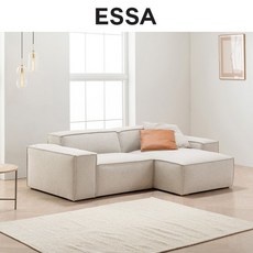 [에싸] 바크 와이드 3인 카우치형 리브 패브릭 소파, 크림라떼, 우형