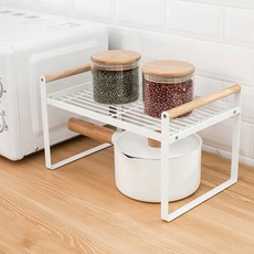 우드손잡이 화이트 철제선반 2size